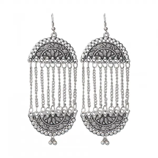 Generic Women's Silver Plated Hook Dangler Hanging Earrings-Silver