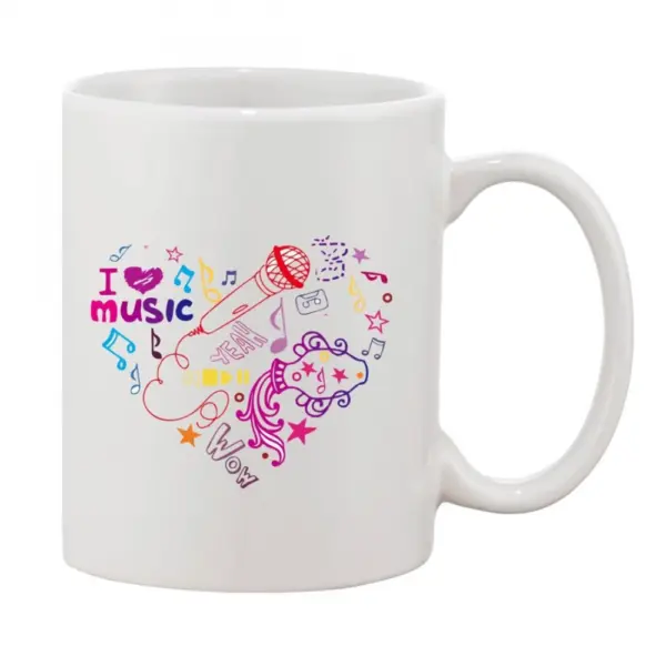Generic Printed Ceramic Coffee Mug - 1 Pieces, White, 11oz