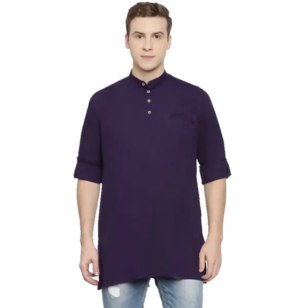 Generic Men's Cotton Men Casual Violet Kurta Shirt (Material: Cotton, (Color:Purple)
