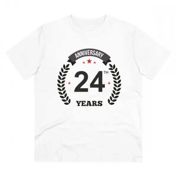 Generic Men's PC Cotton 24th Anniversary Printed T Shirt (Color: White, Thread Count: 180GSM)