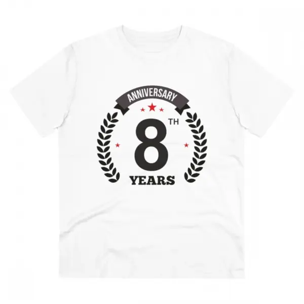 Generic Men's PC Cotton 8th Anniversary Printed T Shirt (Color: White, Thread Count: 180GSM)
