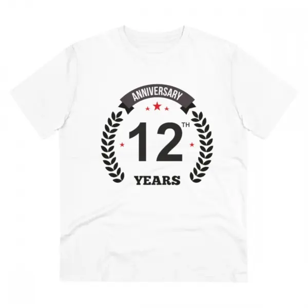 Generic Men's PC Cotton 12th Anniversary Printed T Shirt (Color: White, Thread Count: 180GSM)