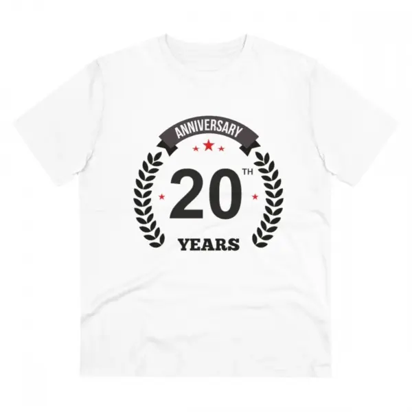 Generic Men's PC Cotton 20th Anniversary Printed T Shirt (Color: White, Thread Count: 180GSM)