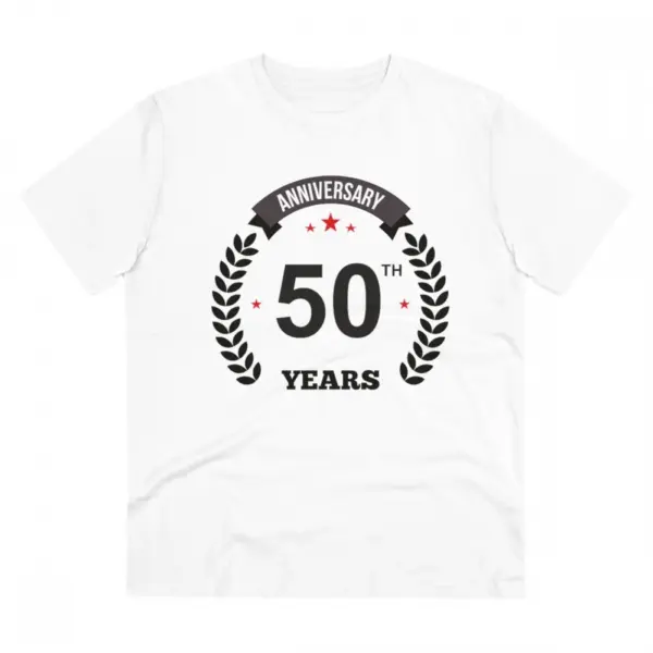 Generic Men's PC Cotton 50th Anniversary Printed T Shirt (Color: White, Thread Count: 180GSM)