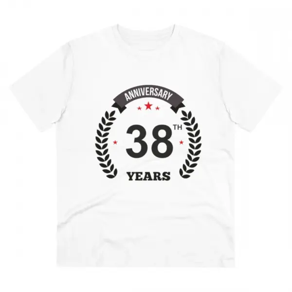 Generic Men's PC Cotton 38th Anniversary Printed T Shirt (Color: White, Thread Count: 180GSM)