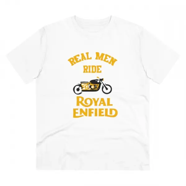 Generic Men's PC Cotton Bike Ride Design Printed T Shirt (Color: White, Thread Count: 180GSM)