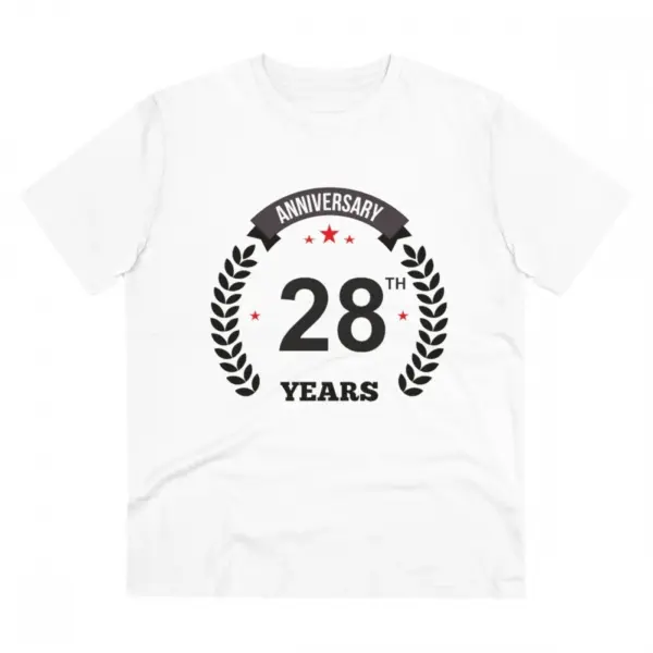 Generic Men's PC Cotton 28th Anniversary Printed T Shirt (Color: White, Thread Count: 180GSM)