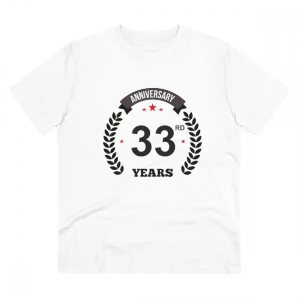 Generic Men's PC Cotton 33rd Anniversary Printed T Shirt (Color: White, Thread Count: 180GSM)