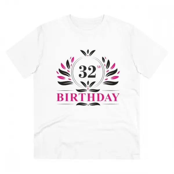 Generic Men's PC Cotton 32nd Birthday Printed T Shirt (Color: White, Thread Count: 180GSM)