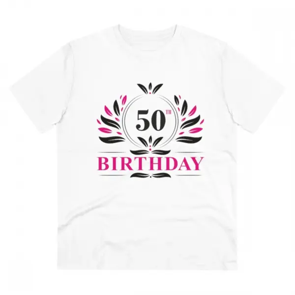 Generic Men's PC Cotton 50th Birthday Printed T Shirt (Color: White, Thread Count: 180GSM)