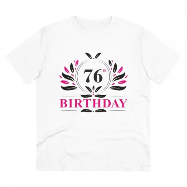 Generic Men's PC Cotton 76th Birthday Printed T Shirt (Color: White, Thread Count: 180GSM)