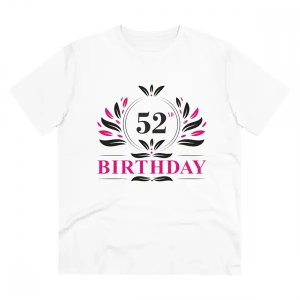 Generic Men's PC Cotton 52nd Birthday Printed T Shirt (Color: White, Thread Count: 180GSM)