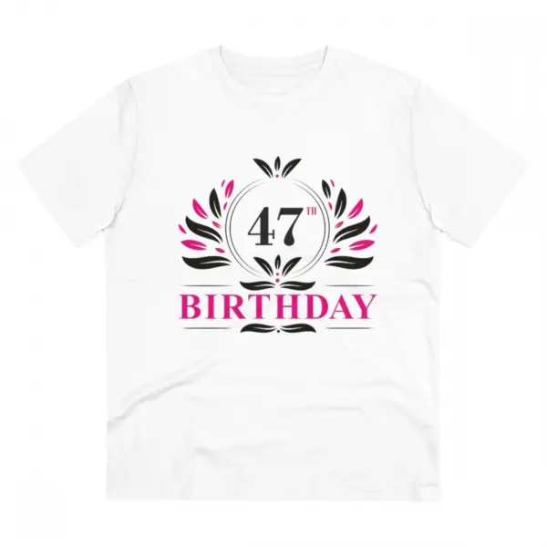 Generic Men's PC Cotton 47th Birthday Printed T Shirt (Color: White, Thread Count: 180GSM)