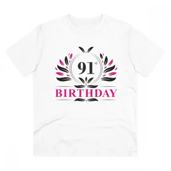 Generic Men's PC Cotton 91st Birthday Printed T Shirt (Color: White, Thread Count: 180GSM)