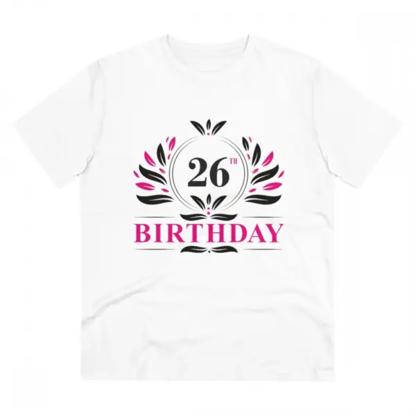 Generic Men's PC Cotton 26th Birthday Printed T Shirt (Color: White, Thread Count: 180GSM)