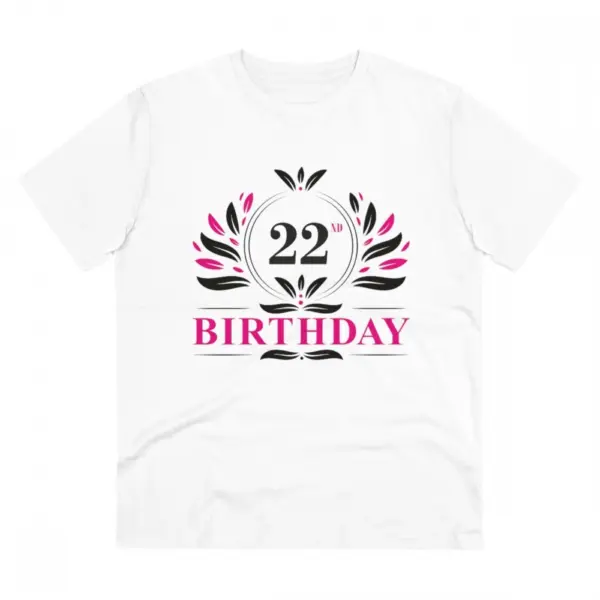 Generic Men's PC Cotton 22nd Birthday Printed T Shirt (Color: White, Thread Count: 180GSM)