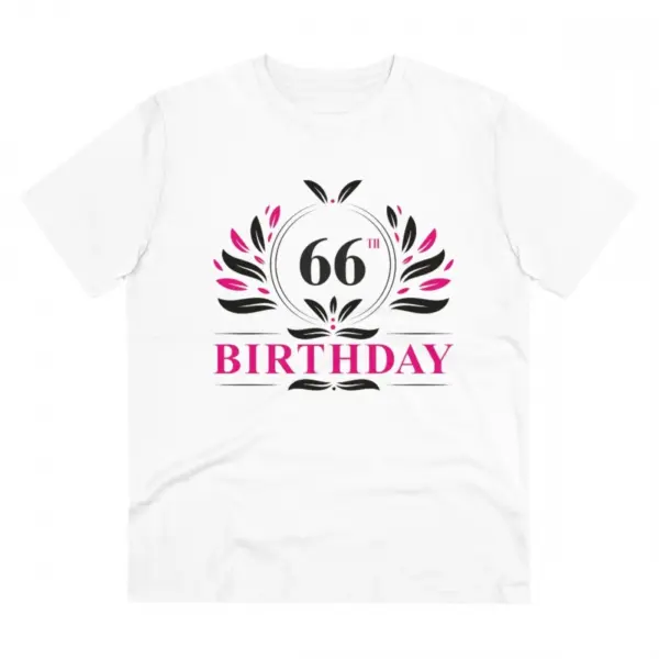 Generic Men's PC Cotton 66th Birthday Printed T Shirt (Color: White, Thread Count: 180GSM)