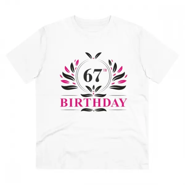 Generic Men's PC Cotton 67th Birthday Printed T Shirt (Color: White, Thread Count: 180GSM)