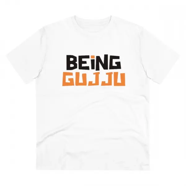 Generic Men's PC Cotton Being Gujju Printed T Shirt (Color: White, Thread Count: 180GSM)