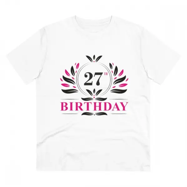 Generic Men's PC Cotton 27th Birthday Printed T Shirt (Color: White, Thread Count: 180GSM)