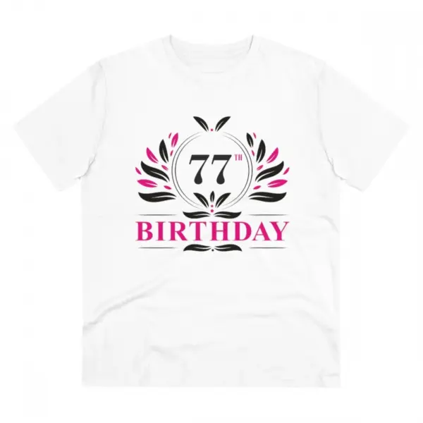 Generic Men's PC Cotton 77th Birthday Printed T Shirt (Color: White, Thread Count: 180GSM)