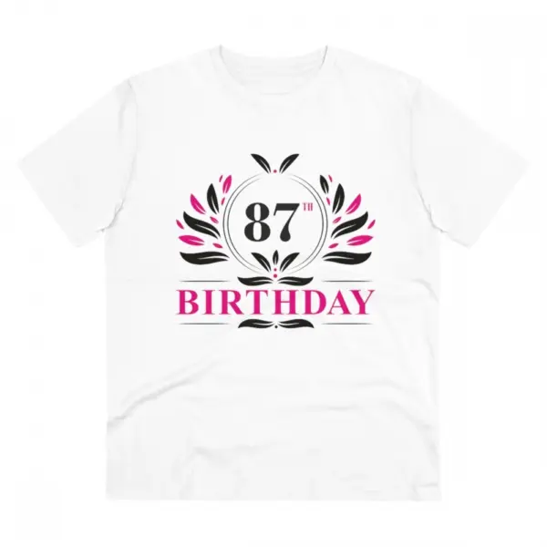 Generic Men's PC Cotton 87th Birthday Printed T Shirt (Color: White, Thread Count: 180GSM)