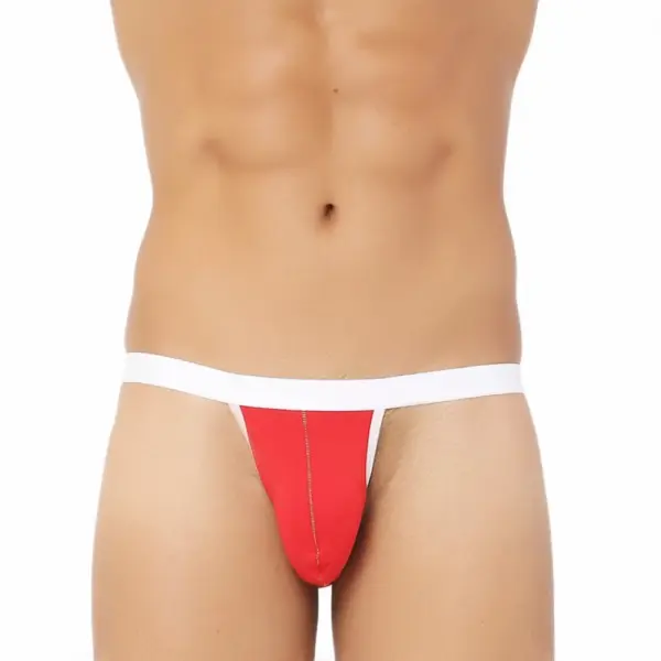 Generic Men's Cotton Spandex Sexy Underwear (Red And White)