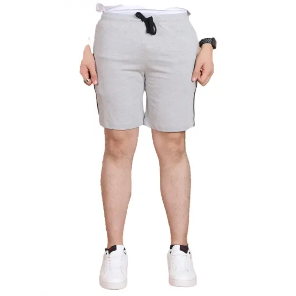 Generic Men's Casual Cotton Striped Above knee Shorts (Greymelange)