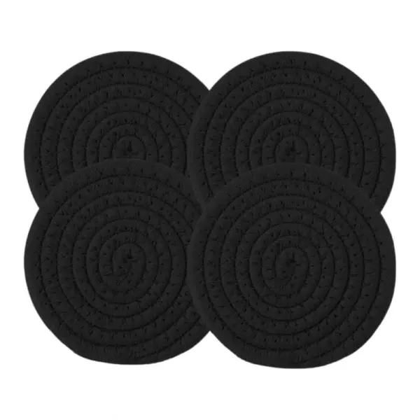 Generic Cotton Rope Drink Coasters 4 Pcs Set (Black)