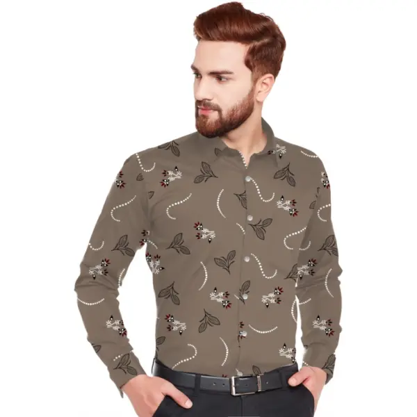 Generic Men's Casual Viscose Rayon Printed Full Sleeve Collar Shirt (Multicolor)