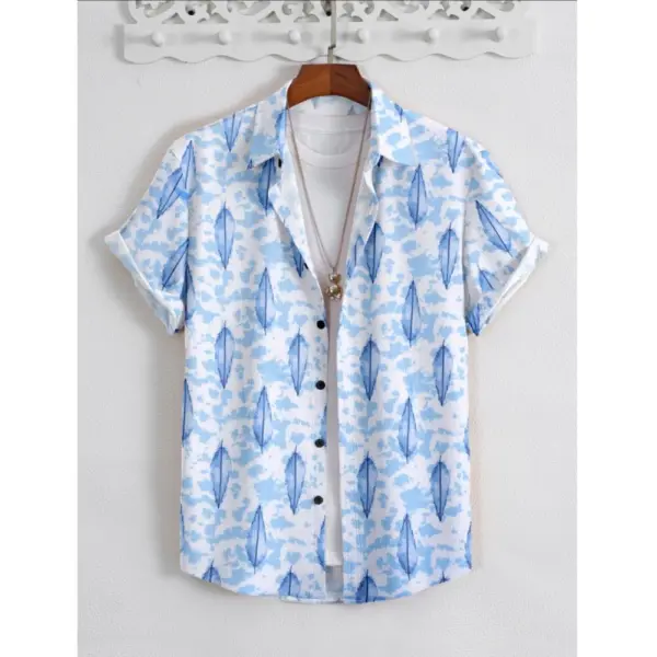 Generic Men's Popcon Lycra Printed Half Sleeve Shirt (Blue)