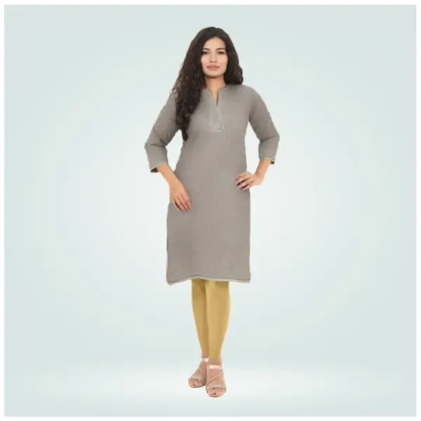 Generic Women's Cotton Blended Solid Shimmer Ankle leggings (Beige)