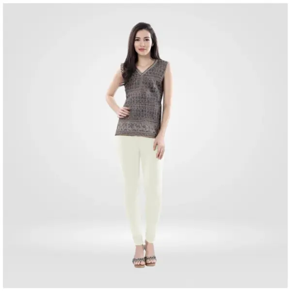 Generic Women's Cotton Blended Solid Churidar leggings (White)