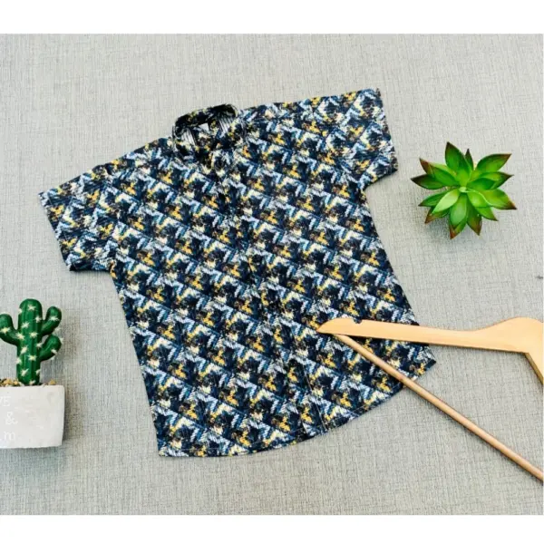 Generic Boy's Cotton Blend Printed Short Sleeve Shirt (MultiColor)