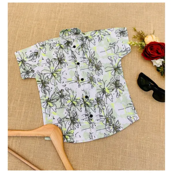 Generic Boy's Cotton Blend Printed Short Sleeve Shirt (MultiColor)