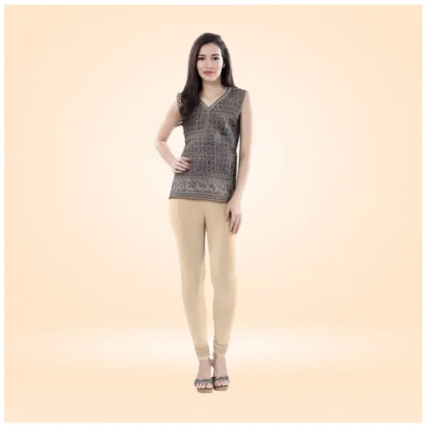 Generic Women's Cotton Blended Solid Churidar leggings (Skin)