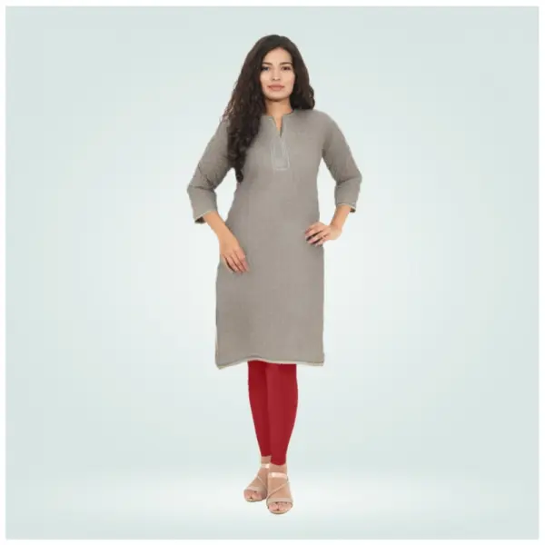 Generic Women's Cotton Blended Solid Shimmer Ankle leggings (Red Maroon)