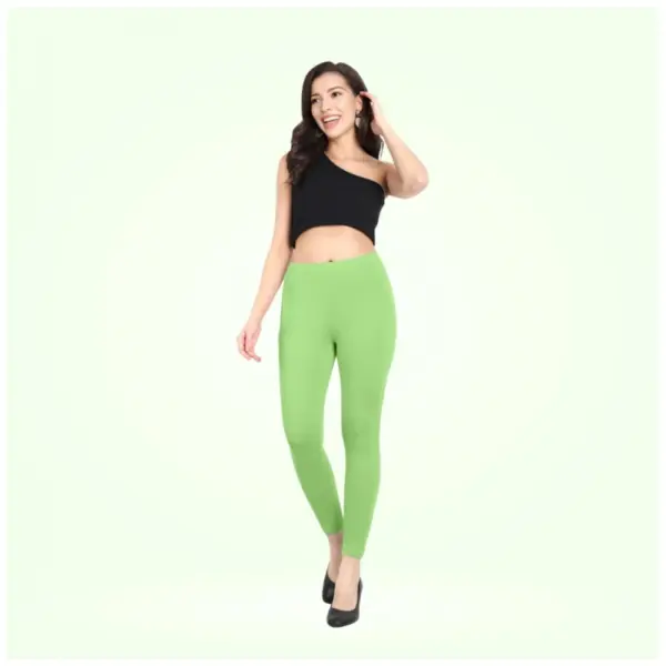Generic Women's Cotton Blended Solid Ankle legging (Pista Green)