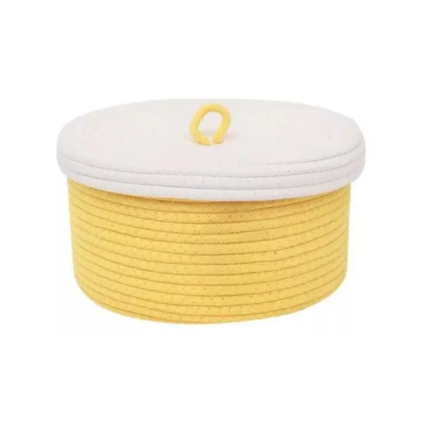 Generic Cotton Box White Lid Inch Pack of 1 Storage Basket For Clothes (Yellow)