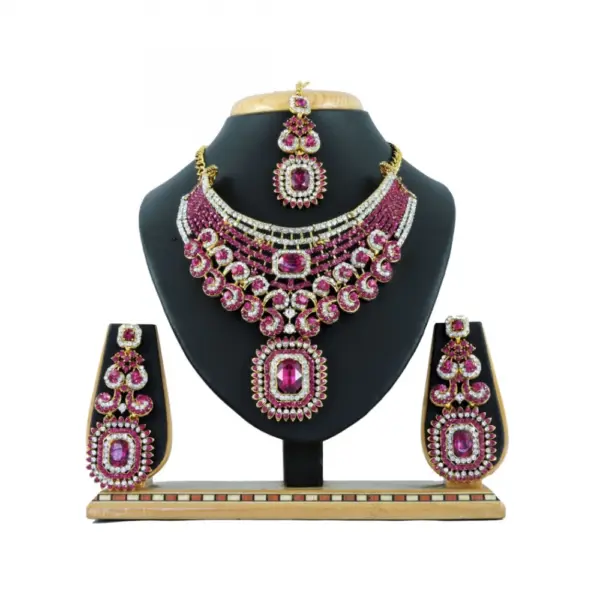 Generic Women's Alloy Necklace set (Pink)
