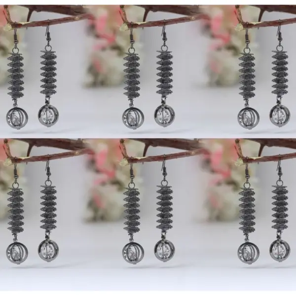 Generic Women's Black Color Antique Earrings Combo Of 6 Pairs