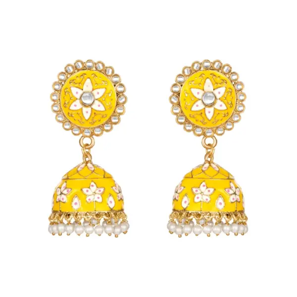 Generic Women's Rose Gold Plated Alloy Earrings (Yellow)