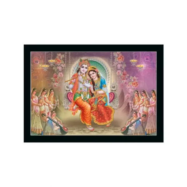 Generic Radha Krishna Painting with Synthetic Photo Frame (Multicolor)