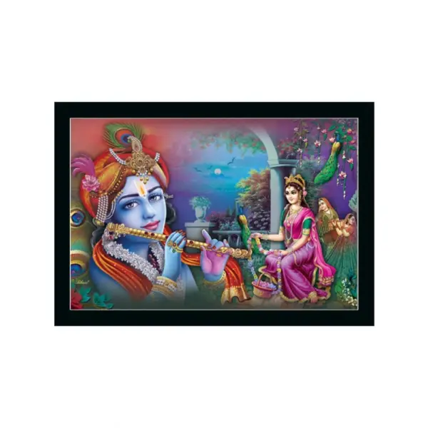 Generic Radha Krishna Painting with Synthetic Photo Frame (Multicolor)