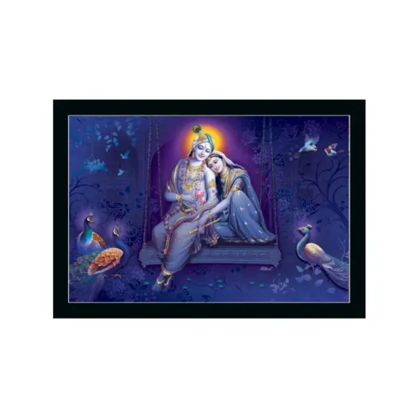Generic Radha Krishna Painting with Synthetic Photo Frame (Multicolor)