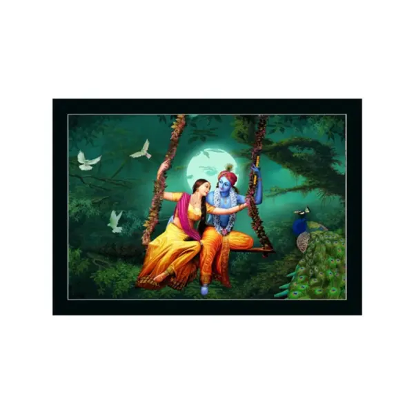 Generic Radha Krishna Painting with Synthetic Photo Frame (Multicolor)