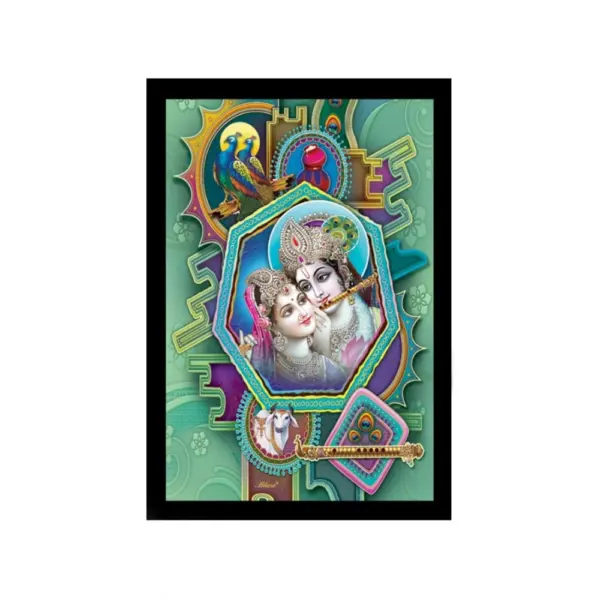 Generic Radha Krishna Painting with Synthetic Photo Frame (Multicolor)