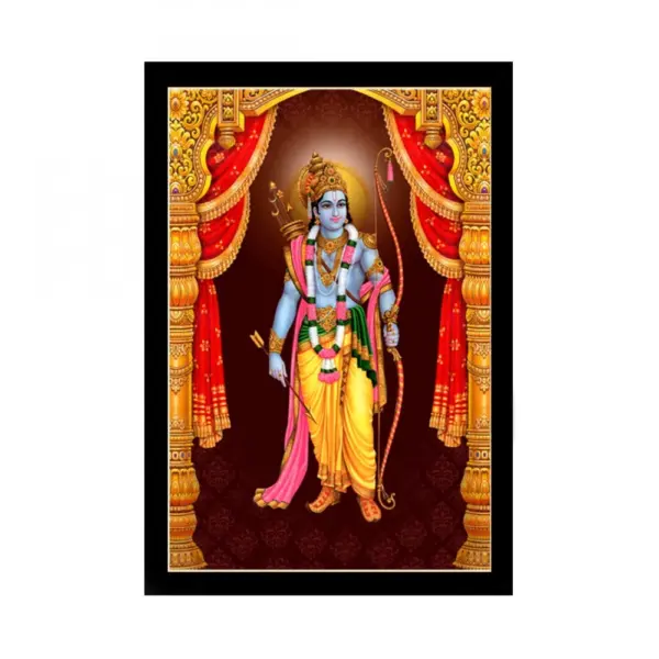 Generic Shree Ram Painting with Synthetic Photo Frame (Multicolor)