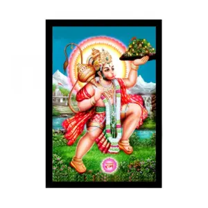 Generic Lord Hanuman Ji Painting with Synthetic Photo Frame (Multicolor)