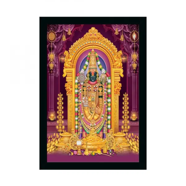 Generic Tirupati Balaji Painting with Synthetic Photo Frame (Multicolor)